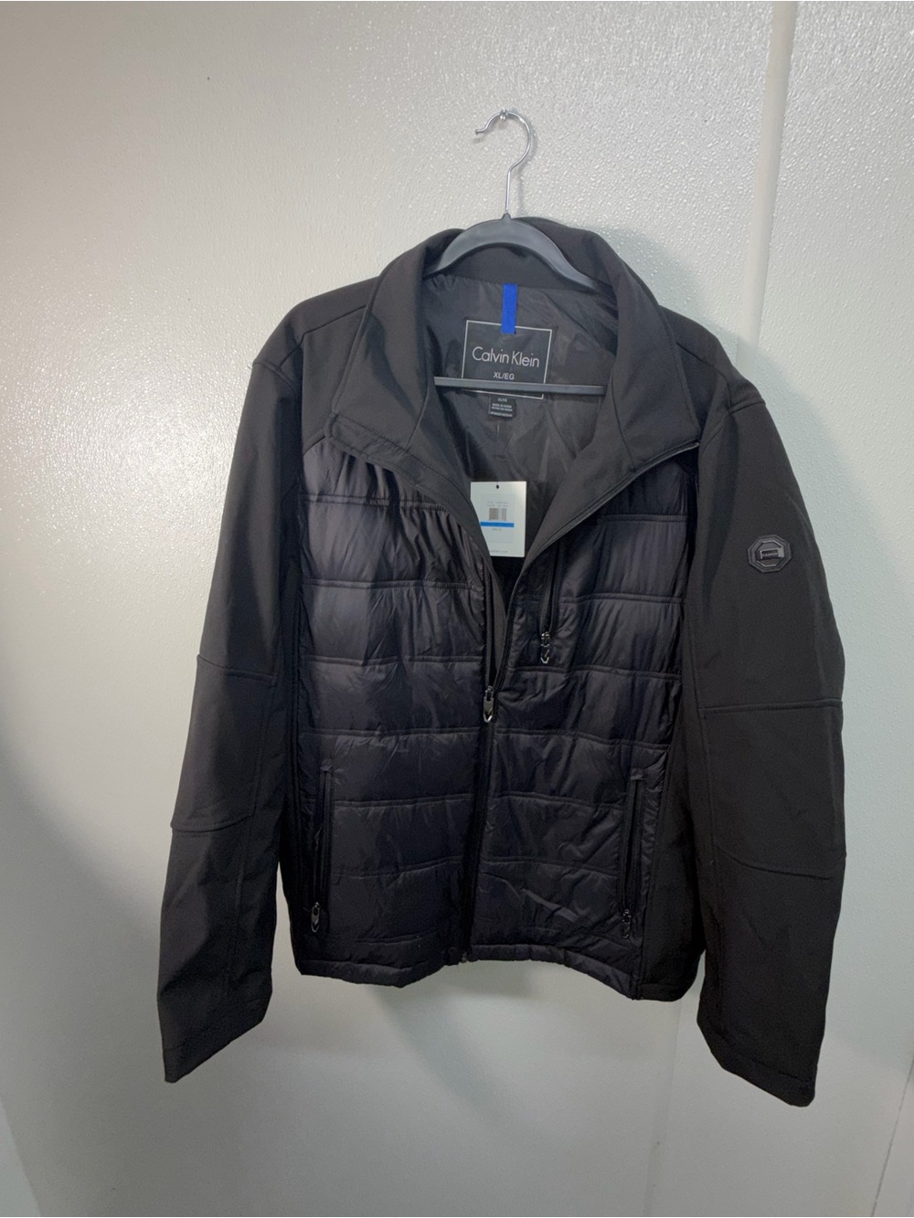 Calvin Klein Men’s XL Black Hybrid Quilted Softshell Jacket NWT CMT01242